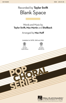 Max Martin, Blank Space SATB Chorpartitur