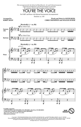 You're the Voice for mixed choir (SAB) and piano choral score