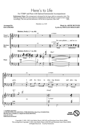 Here's to Life TTBB Chorpartitur
