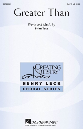 Brian Tate, Greater Than SATB Chorpartitur