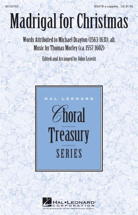 Thomas Morley, Madrigal for Christmas SSATB a Cappella Chorpartitur