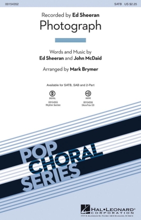 Ed Sheeran, Ed Sheeran: Photograph SATB Chorpartitur