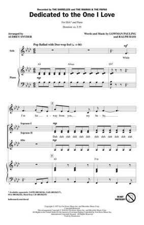 Dedicated to the One I Love SSA Chorpartitur