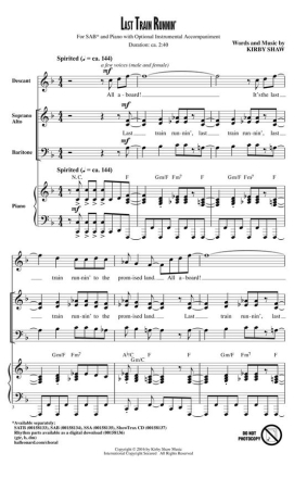 Kirby Shaw, Last Train Runnin' SAB Chorpartitur