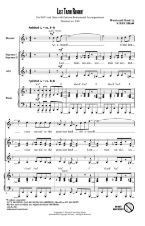 Kirby Shaw, Last Train Runnin' SSA Chorpartitur