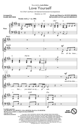 Love Yourself for 2-part choir and piano choral score