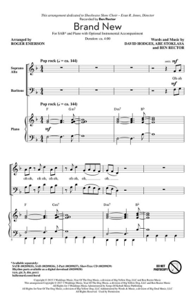 Brand New SAB Chorpartitur