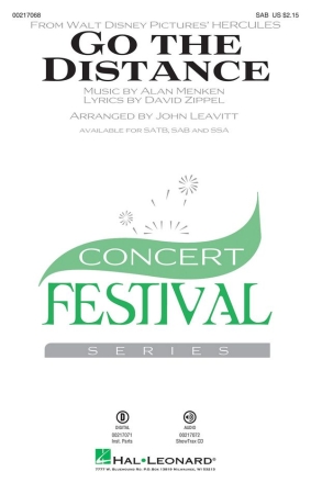 Go the Distance for mixed choir (SAB) and piano choral score