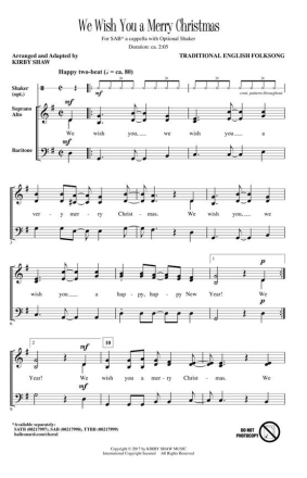We Wish You a Merry Christmas SAB a Cappella Chorpartitur