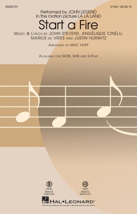 Justin Hurwitz_Angelique Cinelu, Start a Fire 2-Part Choir Chorpartitur