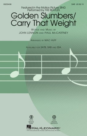 Golden Slumbers/Carry That Weight for mixed choir (SAB) and piano choral score