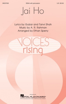 A.R. Rahman_Tanvi Shah, Jai Ho SSAA and Percussion Chorpartitur