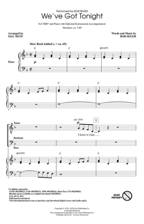 Bob Seger, We've Got Tonight TBB Chorpartitur