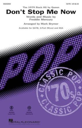 Don't Stop Me Now for mixed choir and piano choral score