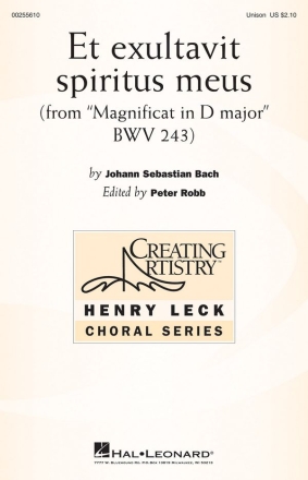 Johann Sebastian Bach, Et exultavit spiritus meus Unison Chorpartitur