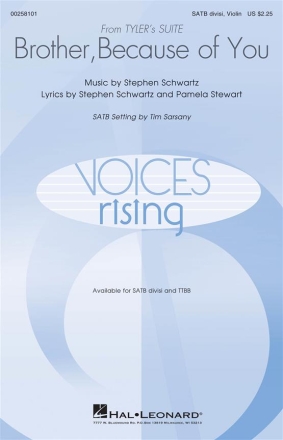 Stephen Schwartz, Brother, Because Of You (from tyler's Suite) SATB Chorpartitur