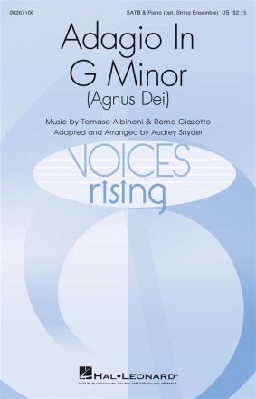 Remo Giazotto, Adagio in G Minor (Agnus Dei) SATB Chorpartitur