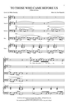Jim Papoulis, To Those Who Came Before Us TTBB Chorpartitur