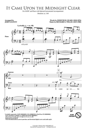 Richard Willis, It Came Upon the Midnight Clear SATB Chorpartitur