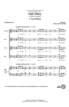 William Cutter, Hail Mary SATB Chorpartitur