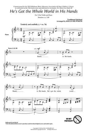 He's Got the Whole World in His Hands 3-Part Treble Chorpartitur