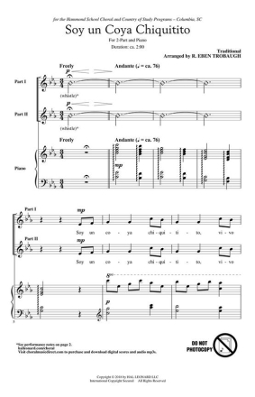 Soy Un Coya Chiquitito 2-Part Choir Chorpartitur