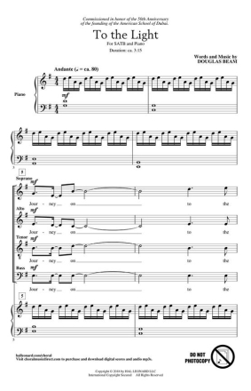 Douglas Beam, To the Light SATB Chorpartitur