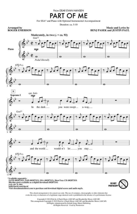 Benj Pasek_Justin Paul, Part Of Me (from Dear Evan Hansen) SSA Chorpartitur