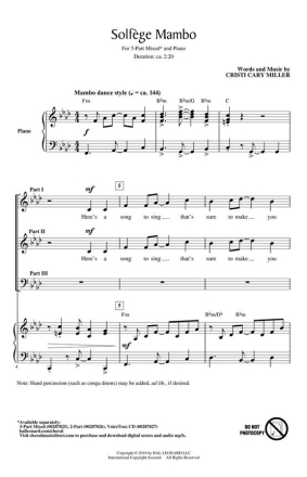 Cristi Cary Miller, Solfege Mambo 3-Part Choir Chorpartitur