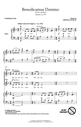 Thomas Juneau, Benedicamus Domino SA Chorpartitur