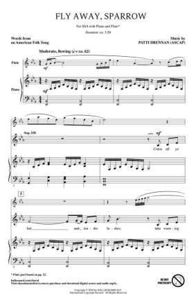Patti Drennan, Fly Away, Sparrow SSA Chorpartitur