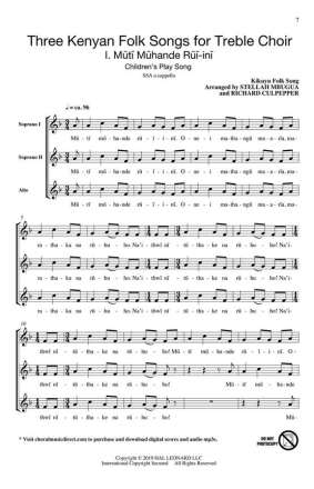 Three Kenyan Folk Songs SSAA Chorpartitur
