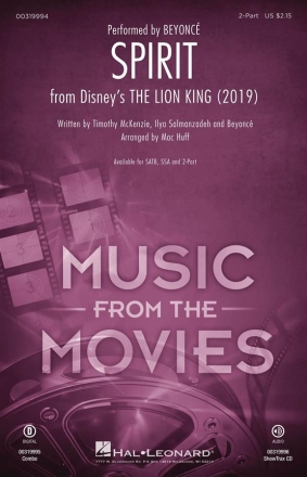 Spirit (from The Lion King 2019) 2-Part Choir Chorpartitur