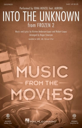 Into the Unknown from 'Frozen II' for mixed choir (SAB) and piano choral score