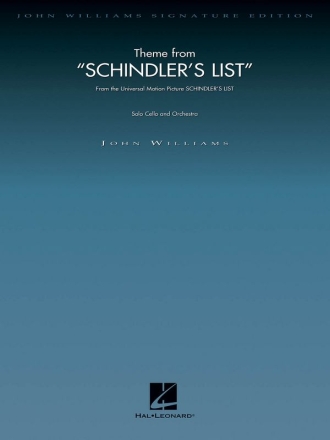 John Williams, Theme from Schindler's List (Cello and Orchestra) Cello and Orchestra Partitur + Stimmen