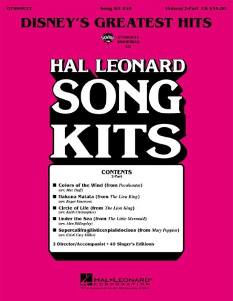 Disney's Greatest Hits Song Kit #4 Unison or 2-part Vocal Stimmen-Set