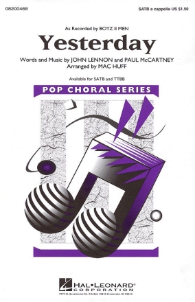 John Lennon_Paul McCartney, Yesterday SATB a Cappella Chorpartitur