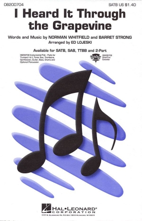 Barrett Strong_Norman Whitfield, I Heard it through the Grapedivine SATB Chorpartitur