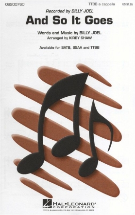 And So It Goes for male choir and piano choral score