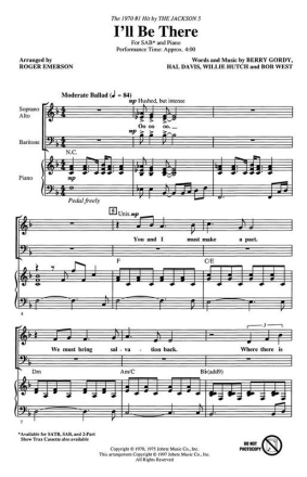 Berry Gordy_Bob West_Hal Davis_Willie Hutch, I'll Be There SAB Chorpartitur