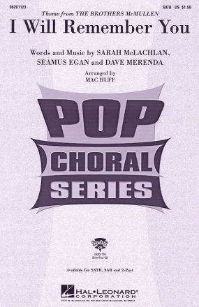 Dave Merenda_Sarah McLachlan_Seamus Egan, I Will Remember You SATB Chorpartitur