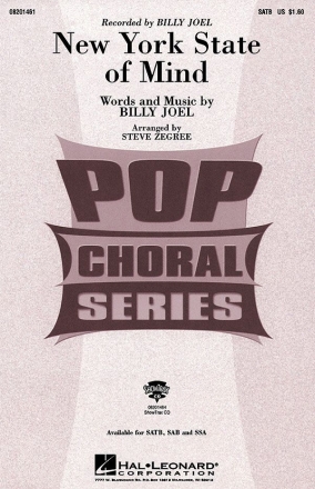 Billy Joel, New York State of Mind SATB and Piano Chorpartitur