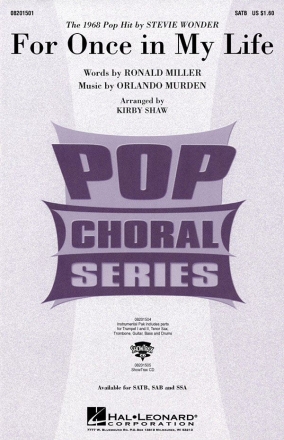 Orlando Murden_Ronald Miller, For once in my life (SATB) SATB Chorpartitur