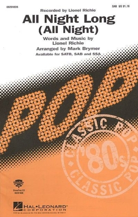 All Night Long (SAB) SAB and Piano Chorpartitur