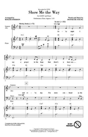 Show Me the Way for mixed choir and piano choral score