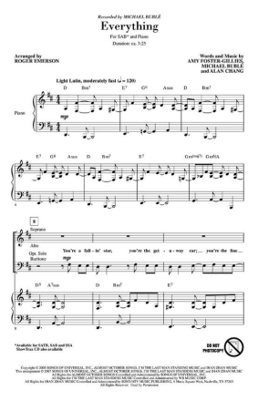 Everything for mixed choir (SAB) and accompaniment choral score