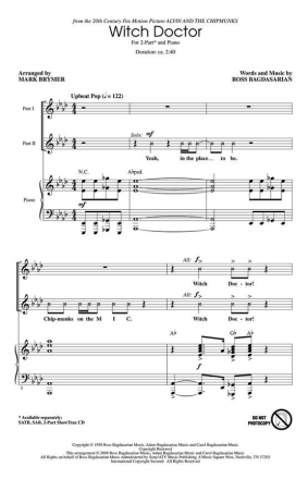 Witch Doctor 2-Part Choir and Piano Chorpartitur