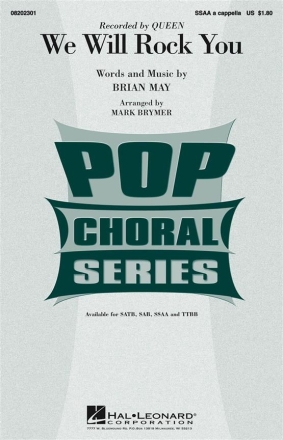 Brian May, We Will Rock You SSAA Chorpartitur