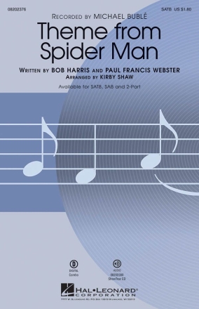 The from Spider Man SATB and Piano Chorpartitur