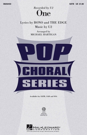 One (U2) SATB and Piano Chorpartitur